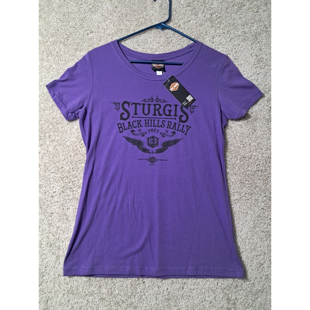 Harley-Davidson Shirt Women Large Purple Sturgis Black Hills Rally 2023 Graphic